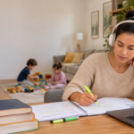 estudando em casa com crianças