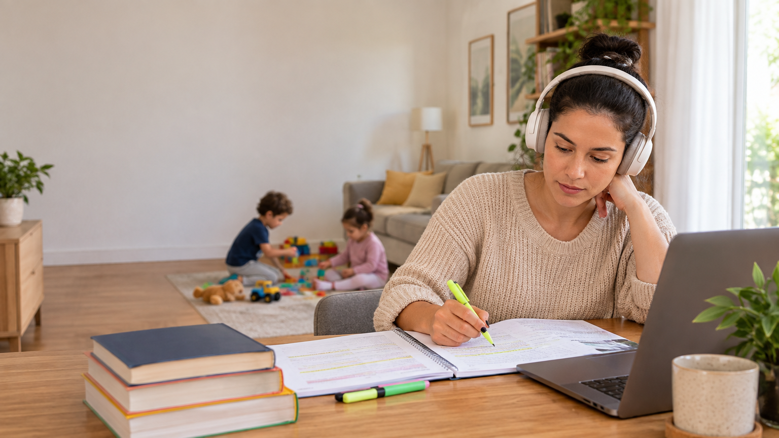 estudando em casa com crianças